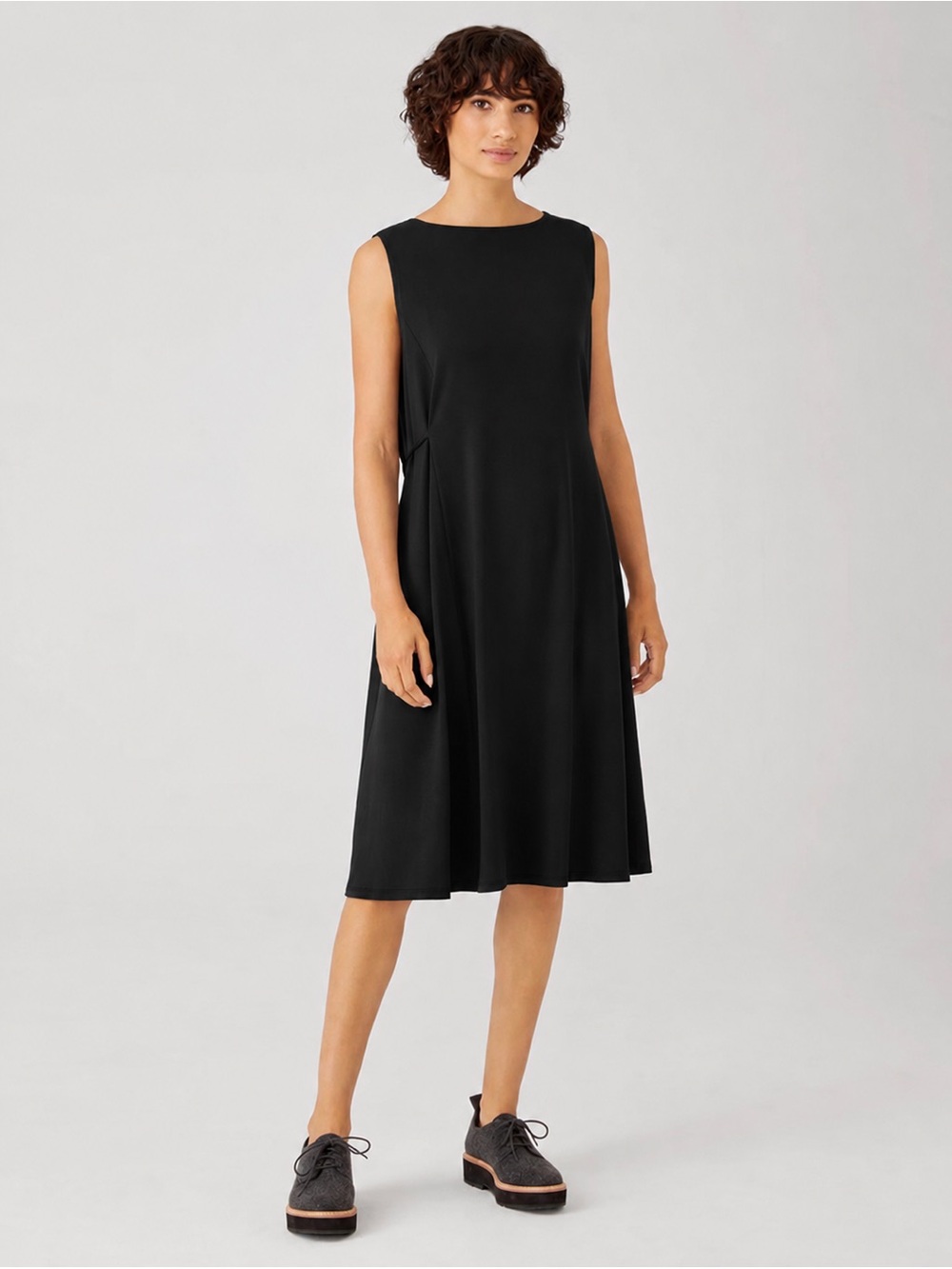 Eileen Fisher Black Sleeveless Midi A-Line Dress